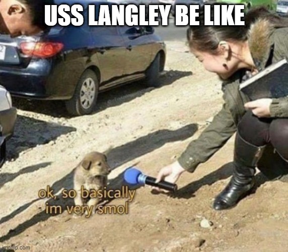 and other gen 1 carriers i guess (mod note: yes langley was very smol) | USS LANGLEY BE LIKE | image tagged in very smol | made w/ Imgflip meme maker