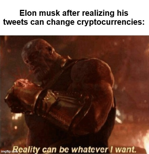 He is too dangerous to be left alive! |  Elon musk after realizing his tweets can change cryptocurrencies: | image tagged in reality can be whatever i want | made w/ Imgflip meme maker