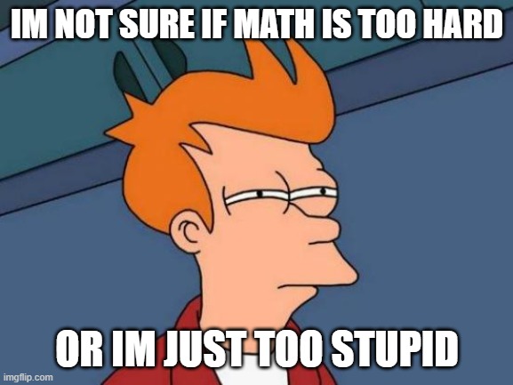 Maybe both | IM NOT SURE IF MATH IS TOO HARD; OR IM JUST TOO STUPID | image tagged in memes,futurama fry | made w/ Imgflip meme maker