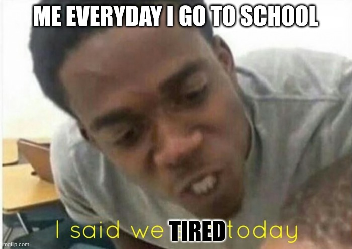 This is a true story | ME EVERYDAY I GO TO SCHOOL; TIRED | image tagged in i said we ____ today | made w/ Imgflip meme maker