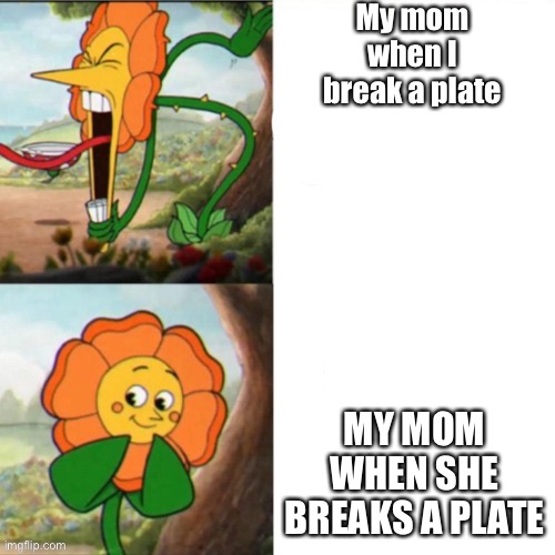 Sunflower | My mom when I break a plate; MY MOM WHEN SHE BREAKS A PLATE | image tagged in sunflower | made w/ Imgflip meme maker