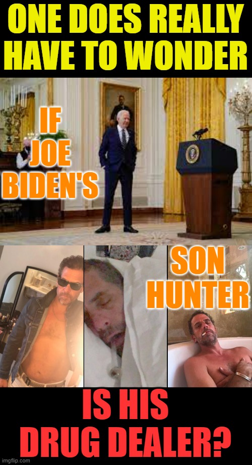 ONE DOES REALLY HAVE TO WONDER IF JOE BIDEN'S SON HUNTER IS HIS DRUG DEALER? | made w/ Imgflip meme maker