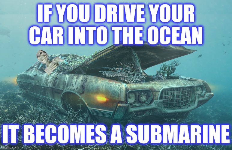 IF YOU DRIVE YOUR CAR INTO THE OCEAN IT BECOMES A SUBMARINE | made w/ Imgflip meme maker