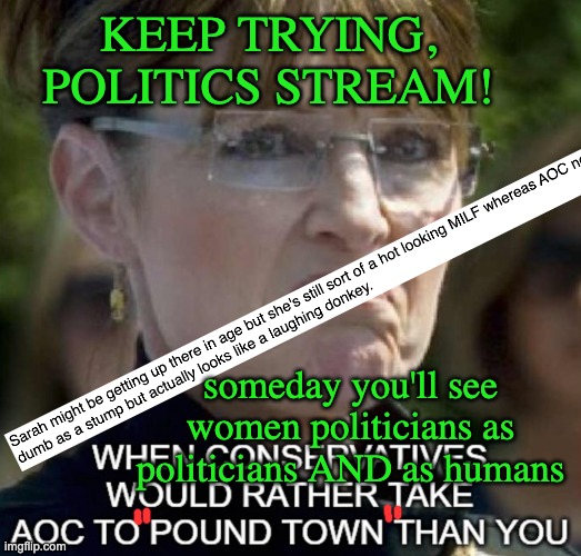 They apparently have NO political language to use about these politicians |  KEEP TRYING, POLITICS STREAM! someday you'll see women politicians as politicians AND as humans | image tagged in sexism,objectification,shame | made w/ Imgflip meme maker