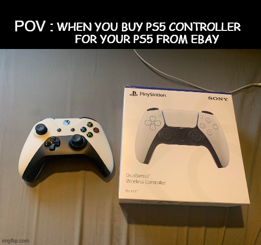Seriously Ebay should stop doing this | POV :; WHEN YOU BUY PS5 CONTROLLER FOR YOUR PS5 FROM EBAY | image tagged in funny | made w/ Imgflip meme maker