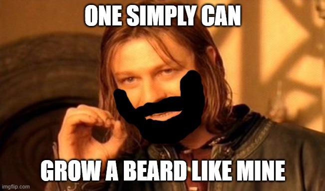 One Does Not Simply | ONE SIMPLY CAN; GROW A BEARD LIKE MINE | image tagged in memes,one does not simply | made w/ Imgflip meme maker