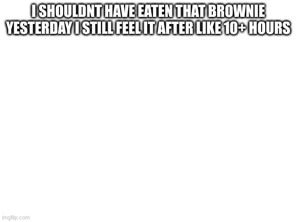 primate foot | I SHOULDNT HAVE EATEN THAT BROWNIE YESTERDAY I STILL FEEL IT AFTER LIKE 10+ HOURS | image tagged in blank white template | made w/ Imgflip meme maker