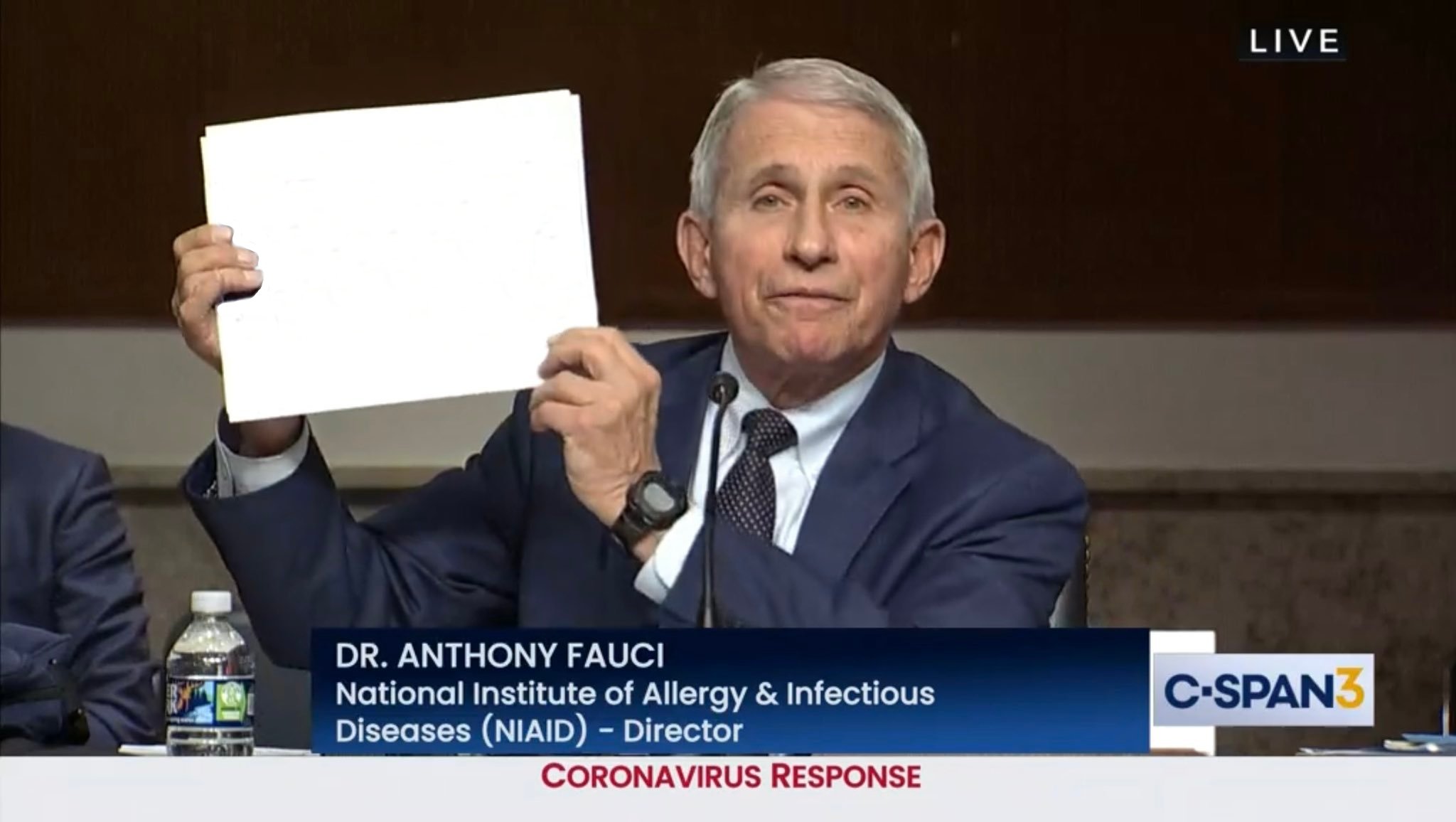 High Quality Fauci holding up paper (blank) Blank Meme Template