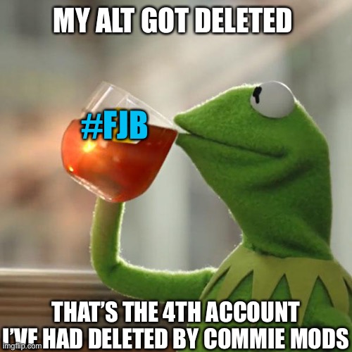 R.I.P TriggeredLiberals | MY ALT GOT DELETED; #FJB; THAT’S THE 4TH ACCOUNT I’VE HAD DELETED BY COMMIE MODS | image tagged in memes,but that's none of my business,oh wow are you actually reading these tags | made w/ Imgflip meme maker