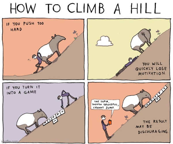 Hill climb | image tagged in comics/cartoons,comics,comic,climbing | made w/ Imgflip meme maker