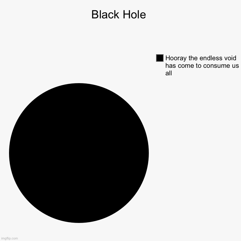 Black Hole | Black Hole | Hooray the endless void has come to consume us all | image tagged in charts,pie charts | made w/ Imgflip chart maker