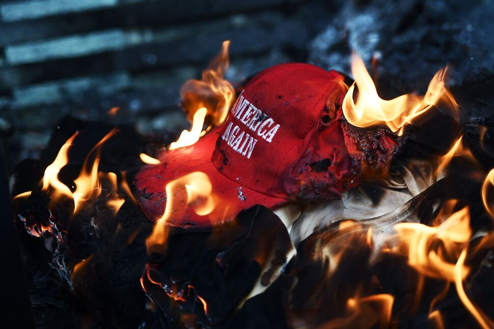 High Quality Maga hat on fire Blank Meme Template