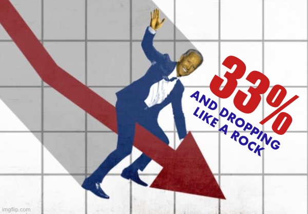 Brandon’s race to the bottom | 33%; AND DROPPING
LIKE A ROCK | image tagged in biden red rocket | made w/ Imgflip meme maker