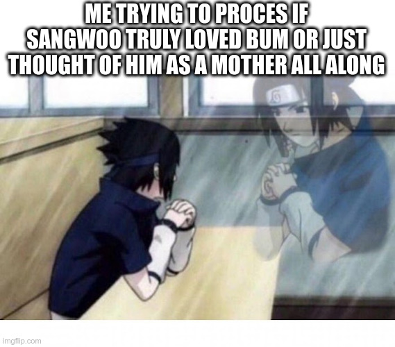 ME TRYING TO PROCES IF SANGWOO TRULY LOVED BUM OR JUST THOUGHT OF HIM AS A MOTHER ALL ALONG | made w/ Imgflip meme maker