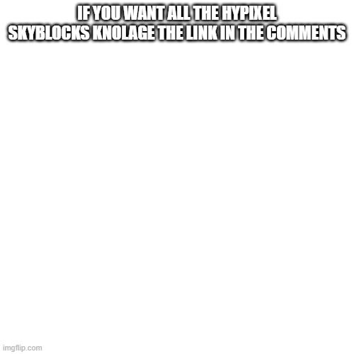 Blank Transparent Square Meme | IF YOU WANT ALL THE HYPIXEL SKYBLOCKS KNOLAGE THE LINK IN THE COMMENTS | image tagged in memes,blank transparent square | made w/ Imgflip meme maker