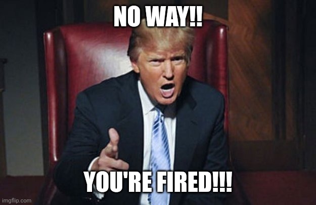 your fired | NO WAY!! YOU'RE FIRED!!! | image tagged in your fired | made w/ Imgflip meme maker