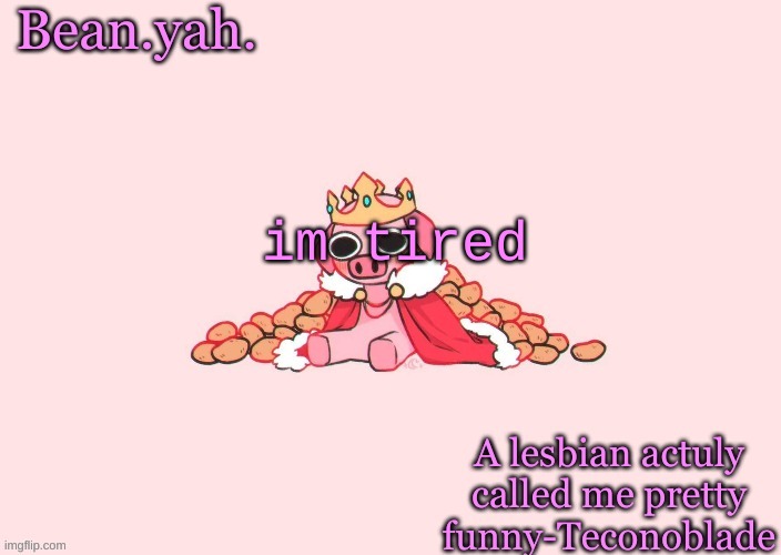 Beans tecnoblade temp | im tired | image tagged in beans tecnoblade temp | made w/ Imgflip meme maker