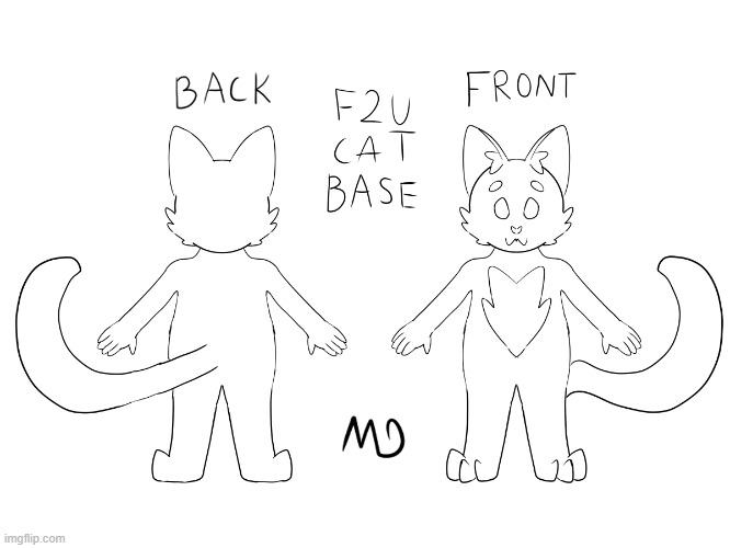 F2U cat base by me, don't remove the watermark/credit me if you use it | image tagged in furry,cats,art,drawings | made w/ Imgflip meme maker