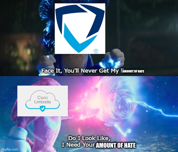 Goguardian doesn't deserve as much hate as cisco umbrella | AMOUNT OF HATE; AMOUNT OF HATE | image tagged in do i look like i need your power meme | made w/ Imgflip meme maker
