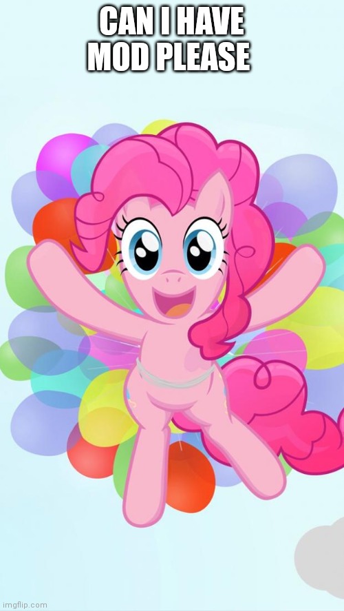 Pinkie Pie My Little Pony I'm back! | CAN I HAVE MOD PLEASE | image tagged in pinkie pie my little pony i'm back | made w/ Imgflip meme maker