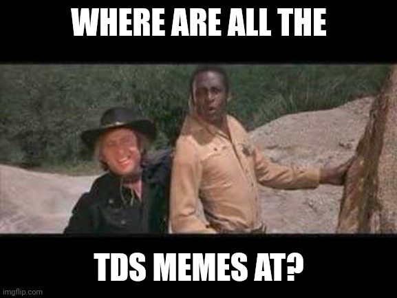 Blazing Saddles Where white women at | WHERE ARE ALL THE TDS MEMES AT? | image tagged in blazing saddles where white women at | made w/ Imgflip meme maker