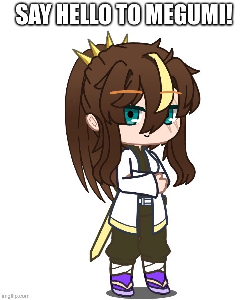 Her clip holding her hair into a ponytail is sun shaped, and she's from Demon Slayer! | SAY HELLO TO MEGUMI! | made w/ Imgflip meme maker