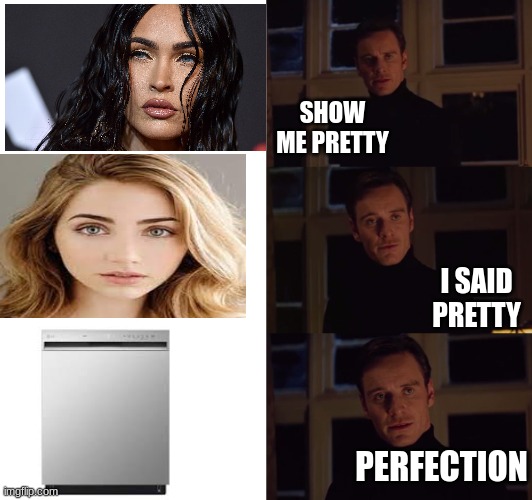 perfection |  SHOW ME PRETTY; I SAID PRETTY; PERFECTION | image tagged in perfection | made w/ Imgflip meme maker