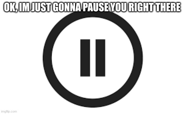 pause | OK, IM JUST GONNA PAUSE YOU RIGHT THERE | image tagged in pause | made w/ Imgflip meme maker