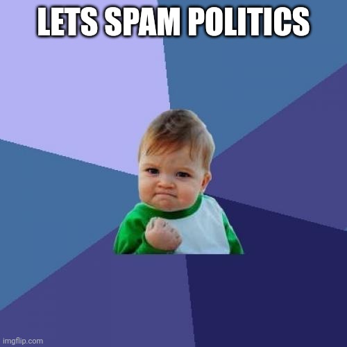 Success Kid Meme | LETS SPAM POLITICS | image tagged in memes,success kid | made w/ Imgflip meme maker