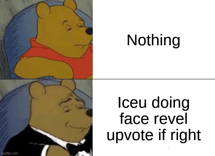 Tuxedo Winnie The Pooh | Nothing; Iceu doing face revel upvote if right | image tagged in memes,tuxedo winnie the pooh | made w/ Imgflip meme maker