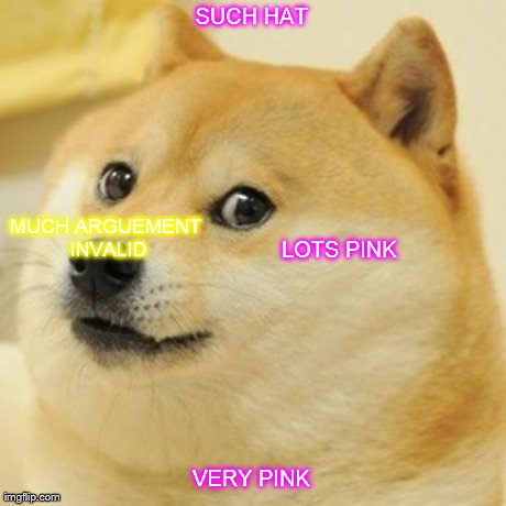Doge Meme | SUCH HAT VERY PINK MUCH ARGUEMENT INVALID LOTS PINK | image tagged in memes,doge | made w/ Imgflip meme maker