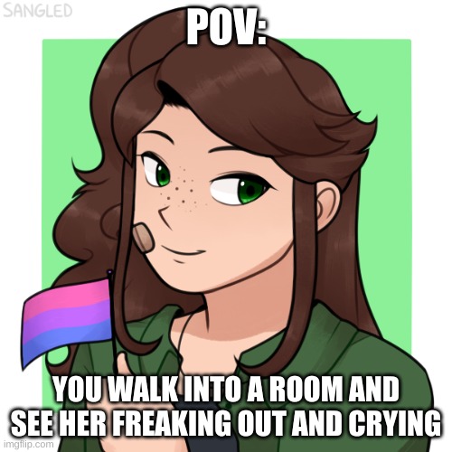 just enjoy this roleplay! | POV:; YOU WALK INTO A ROOM AND SEE HER FREAKING OUT AND CRYING | made w/ Imgflip meme maker
