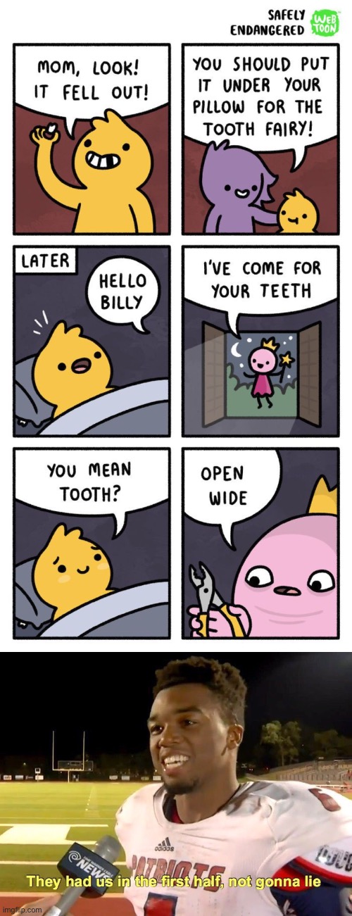 Tooth fairy… | image tagged in they had us in the first half,comics/cartoons | made w/ Imgflip meme maker