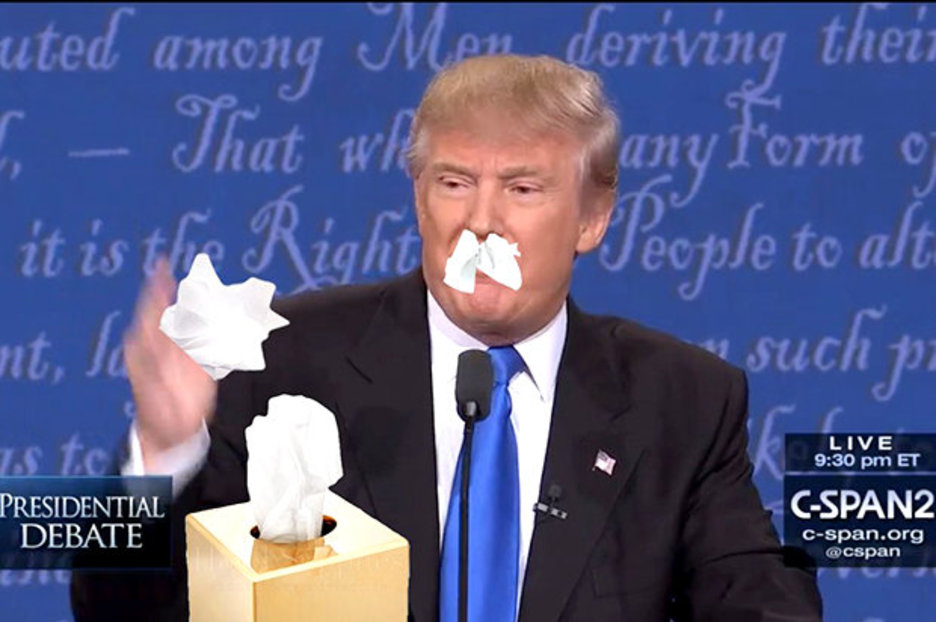 Donald Trump sniff debate drugs kleenex Blank Meme Template