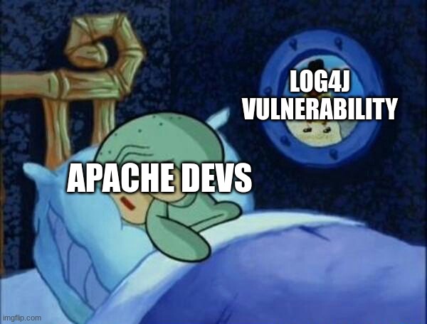 Cowboy SpongeBob  | LOG4J VULNERABILITY; APACHE DEVS | image tagged in cowboy spongebob | made w/ Imgflip meme maker