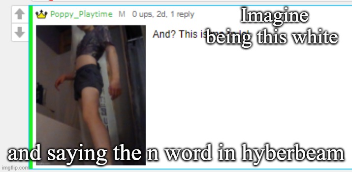 Imagine being this white; and saying the n word in hyberbeam | made w/ Imgflip meme maker
