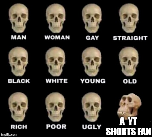 idiot skull | A  YT SHORTS FAN | image tagged in idiot skull | made w/ Imgflip meme maker