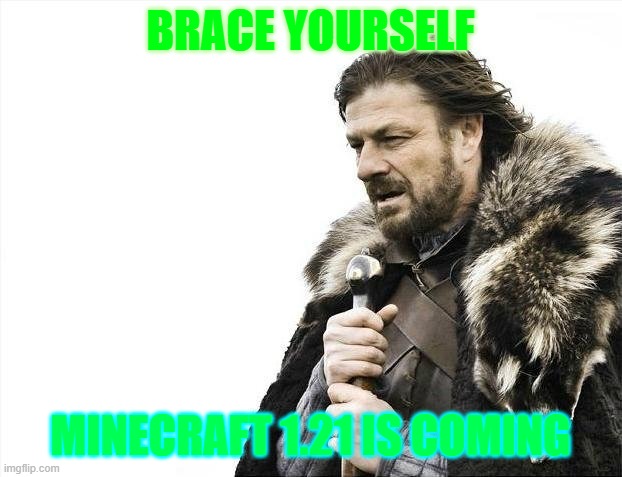 Brace Yourselves X is Coming | BRACE YOURSELF; MINECRAFT 1.21 IS COMING | image tagged in memes,brace yourselves x is coming | made w/ Imgflip meme maker