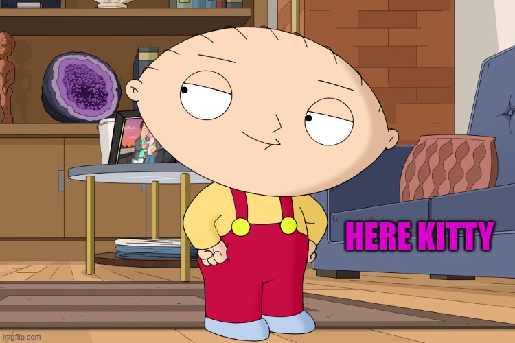 family guy | HERE KITTY | image tagged in family guy | made w/ Imgflip meme maker