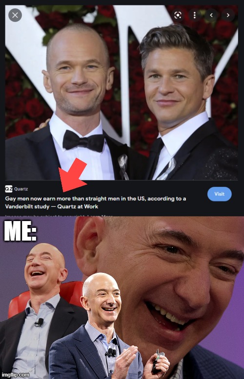 ( $ _ $ ) | ME: | image tagged in jeff bezos laughing,memes,funny,jeff bezos,moving hearts | made w/ Imgflip meme maker