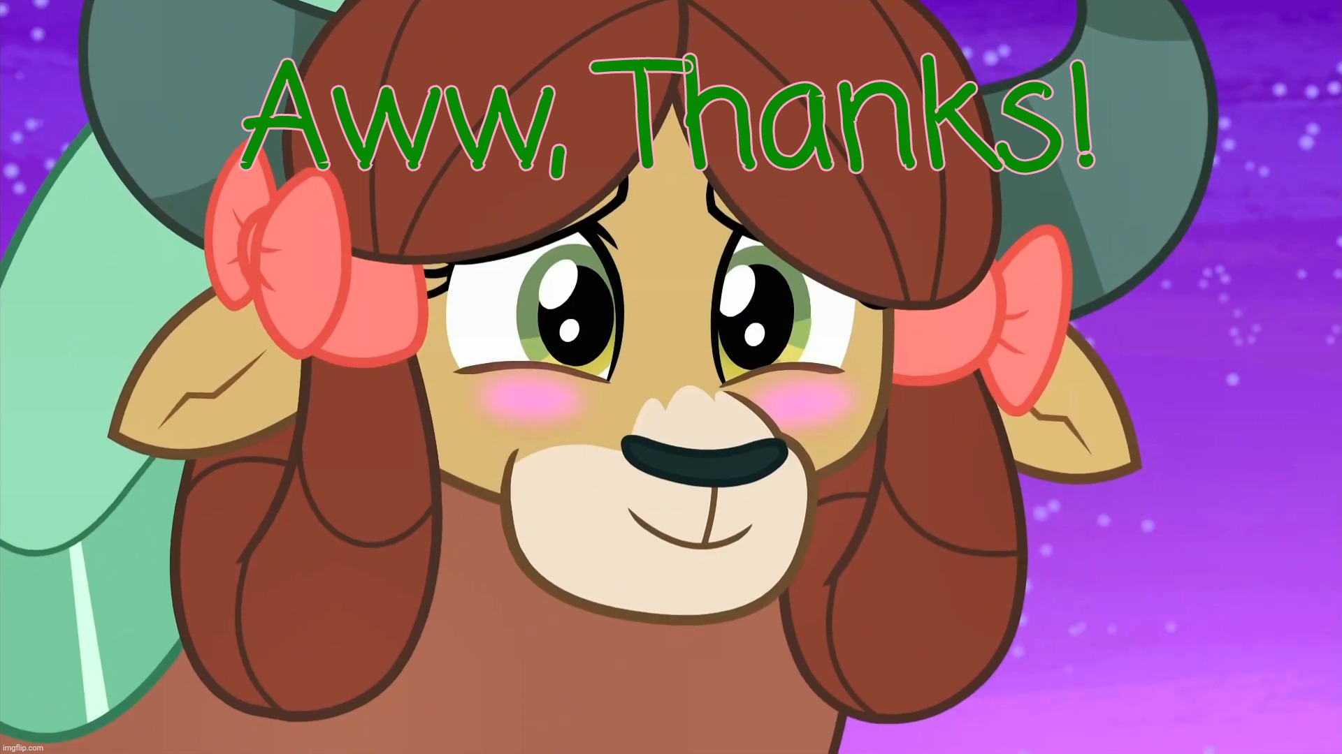 Blushed Yona (MLP) | Aww, Thanks! | image tagged in blushed yona mlp | made w/ Imgflip meme maker