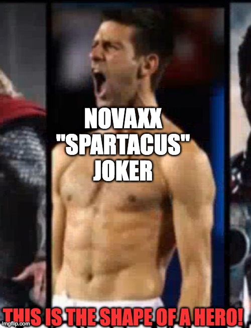 NOVAXX "SPARTACUS" JOKER; THIS IS THE SHAPE OF A HERO! | made w/ Imgflip meme maker