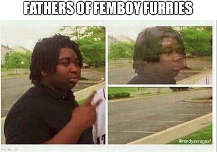 Black guy disappearing | FATHERS OF FEMBOY FURRIES | image tagged in black guy disappearing | made w/ Imgflip meme maker