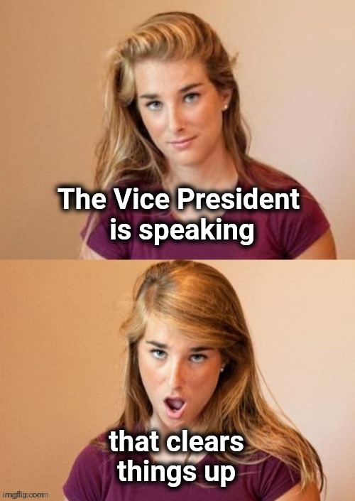 When you see it | The Vice President
 is speaking that clears things up | image tagged in when you see it | made w/ Imgflip meme maker