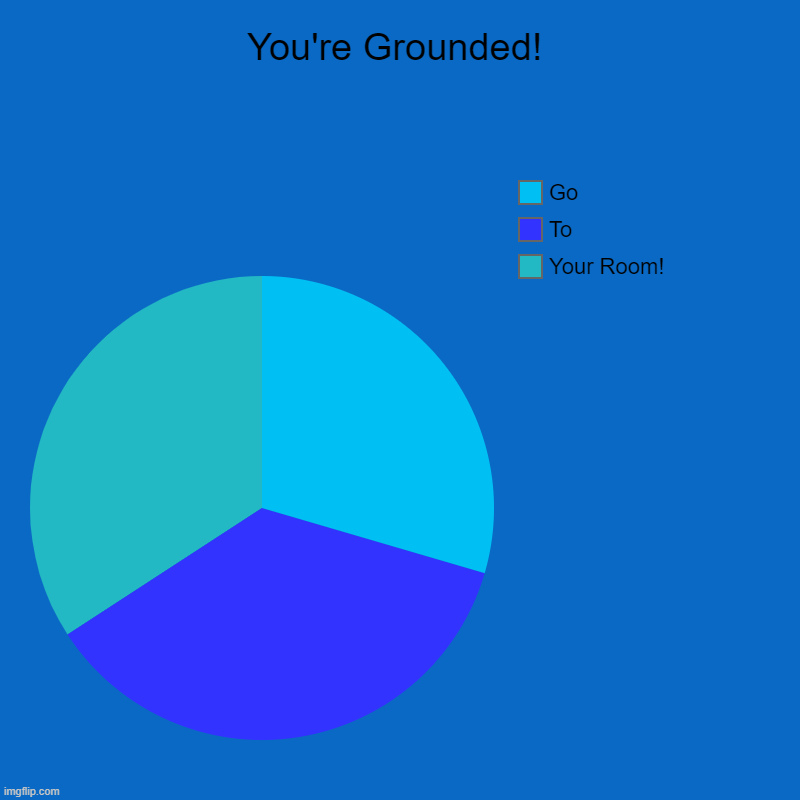 Ur grounded! | You're Grounded! | Your Room!, To, Go | image tagged in charts,pie charts | made w/ Imgflip chart maker