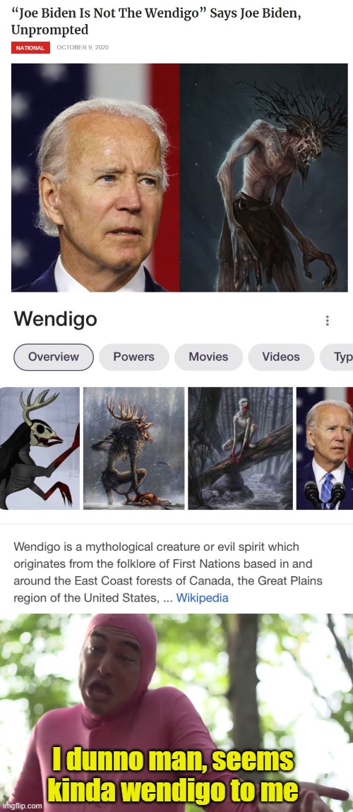 Kinda lol lel lol typa behavior | I dunno man, seems kinda wendigo to me | image tagged in baden,wendigo | made w/ Imgflip meme maker