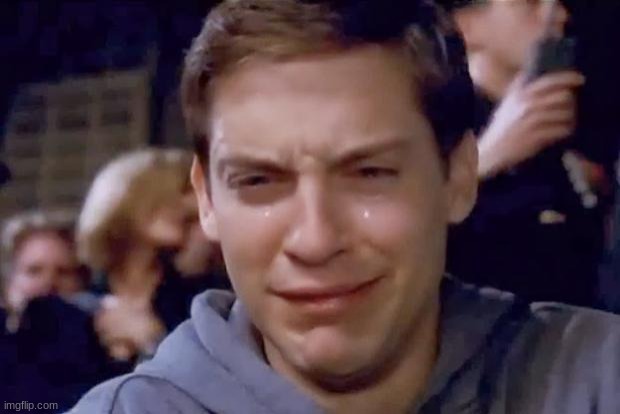 image tagged in tobey maguire crying | made w/ Imgflip meme maker