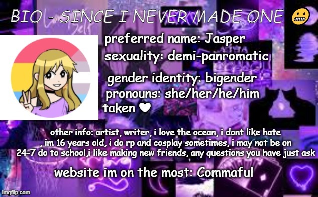 preferred name: Jasper | image tagged in bio,proud | made w/ Imgflip meme maker
