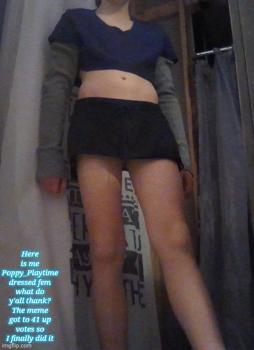 Its me Poppy_Playtime | Here is me Poppy_Playtime dressed fem what do y'all thank? The meme got to 41 up votes so I finally did it | image tagged in apapala a make snake jaja make make make | made w/ Imgflip meme maker