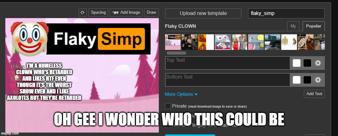 OH GEE I WONDER WHO THIS COULD BE | made w/ Imgflip meme maker